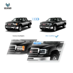 07-13 GMC Sierra 2th Gen Vland Matrix Projector HeadLights