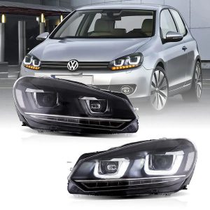 08-14 VW Golf Mk6 Vland Dual Beam Projector Aftermarket Headlights With Demon Eyes Black
