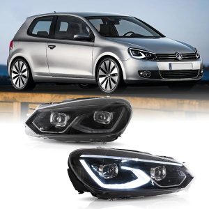 08-14 VW Golf Mk6 Vland LED Dual Beam Projector Aftermarket Headlights Black