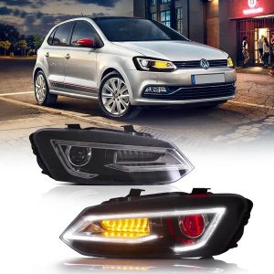 09-17 VW Polo MK5 Vland Dual Beam Projector Aftermarket Headlights With Demon Eyes Black