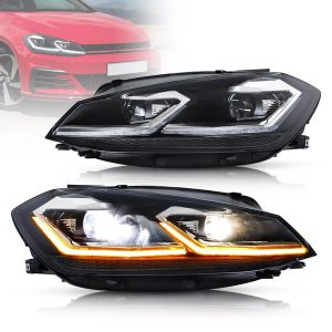 18-21 Volkswagen Golf MK7.5 Vland Projector Headlights Black
