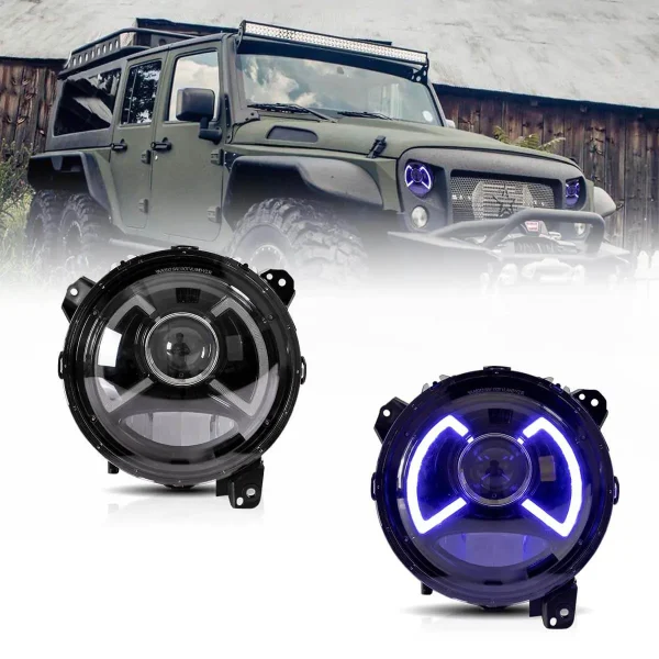 18-Present Jeep Wrangler Vland LED Headlights With Blue DRL