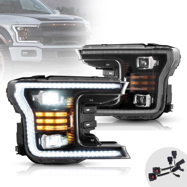 2018-2020 Ford F150 Vland LED Dual Beam Projector HeadLights Black 2018-2020 Ford F150 Vland LED Dual Beam Projector HeadLights Black