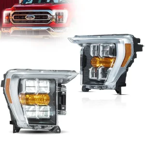 21-24 Ford F150 14th Gen Vland LED Reflection Bowl HeadLights Chrome